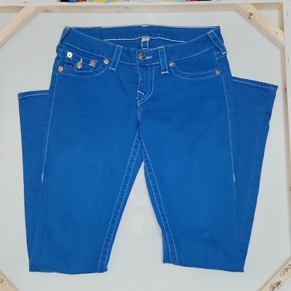 True Religion Skinny Jeans with Flaps Back Pockets Blue Size 28 - Picture 4 of 10